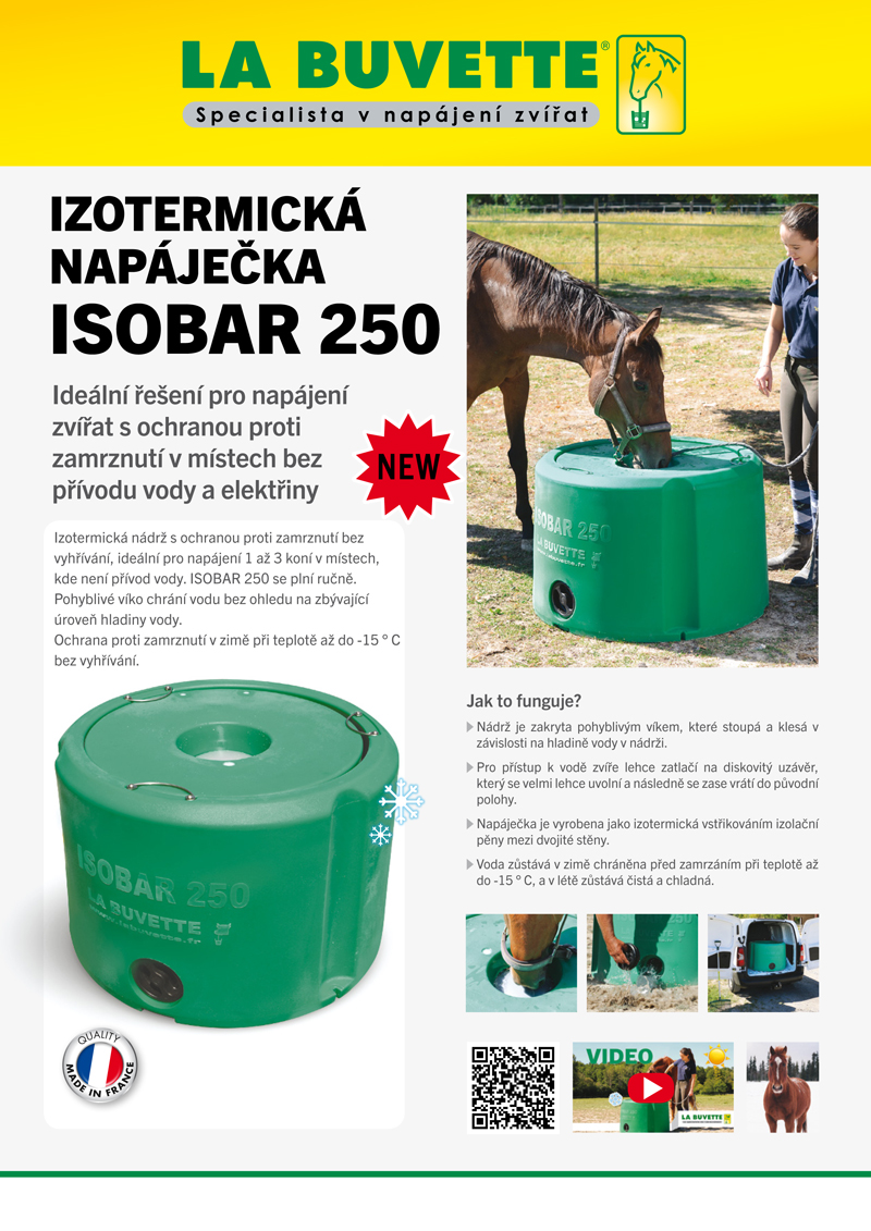 Nezámrzné napájedlo pro koně se zásobou vody ISOBAR 250