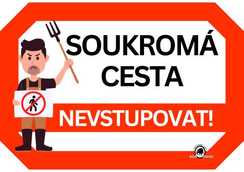 Výstražná tabulka "Soukromá cesta NEVSTUPOVAT!" A4