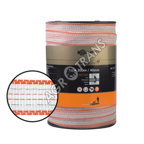 Páska pro ohradník TurboLine 40mm, 200m, oranžovo-bílá