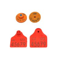 EID čip pro ovce- E-disc25 FDX-B + polygonální známka velká s potiskem, U oranžová+ L červená