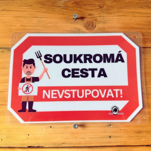 Výstražná tabulka "Soukromá cesta NEVSTUPOVAT!" A5