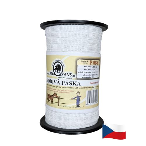 Páska pro elektrický ohradník, 10mm, 4vodiče, 200m, bílá