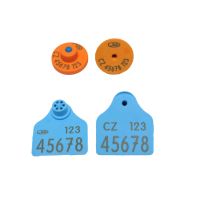 EID čip pro ovce- E-disc25 FDX-B + polygonální známka velká s potiskem, U oranžová+ L modrá